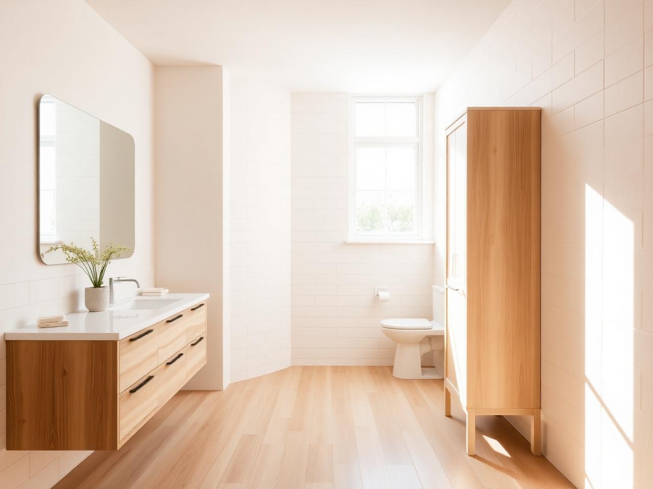 Ensuite — after the renovation, same camera angle