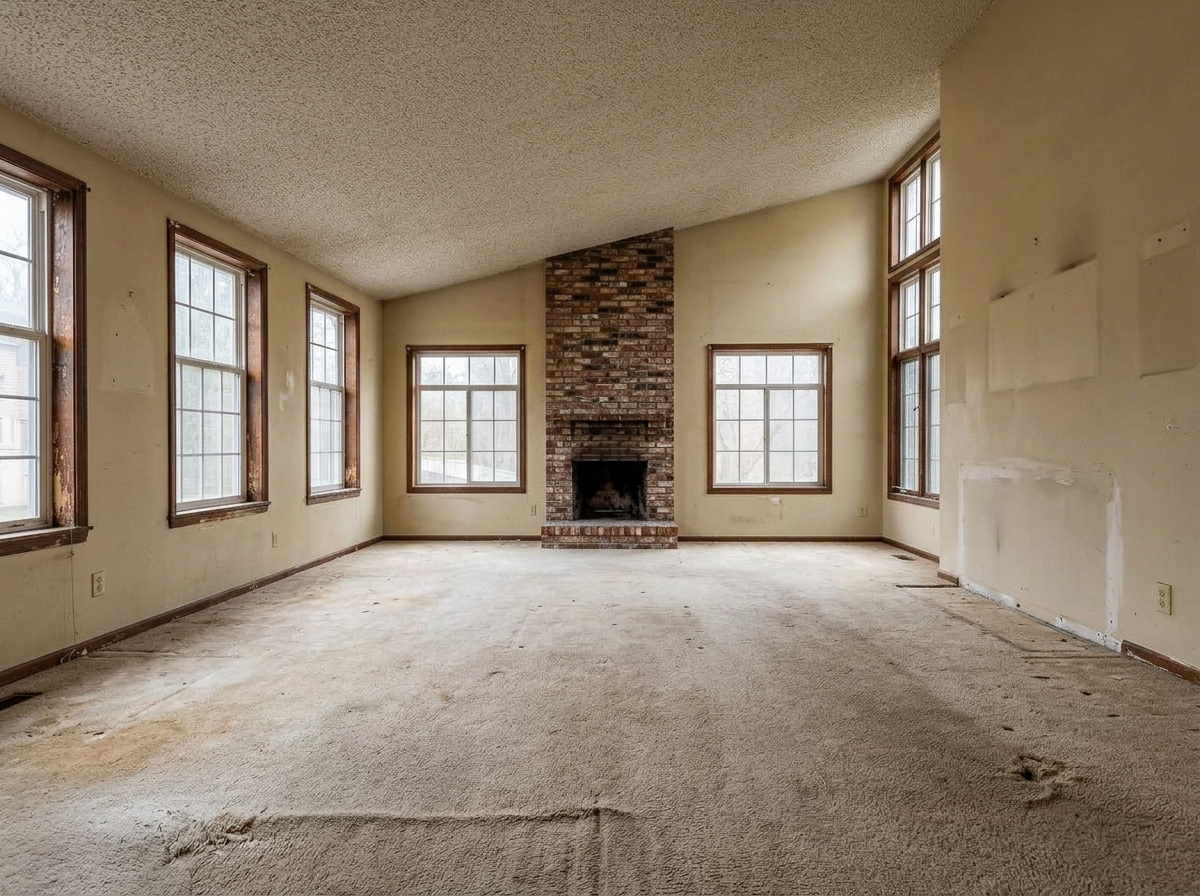 Living space before the full home renovation, same camera angle